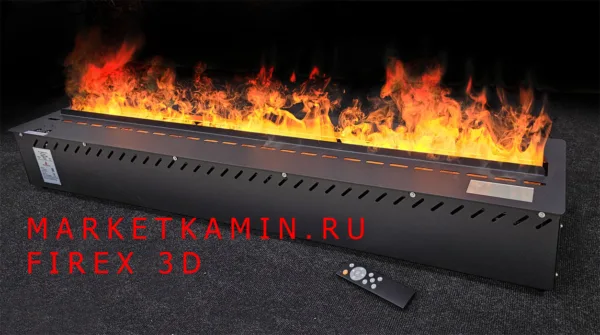 3D Firex 1300 (Фаирекс Кассет) очаг для встройки с эффектом живого пламени, увлажнением воздуха, ионизатором, звуком. Габариты (ШxВxГ) 1300x220x240 мм