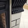 Stone Luxe Угловой с развёрнутым основанием (Стоун) Чёрный дуб/светлый кирпич. Панорамный очаг 25" Размеры: ш 1300, в 1050, г 780 мм