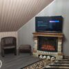 STONE LUXE 140 (стоун медовый дуб, песочный сланец) большие очаги на выбор (LED/3D) Цвет и отделка на выбор. Габариты (ШxВxГ): 1400х1100х430 мм