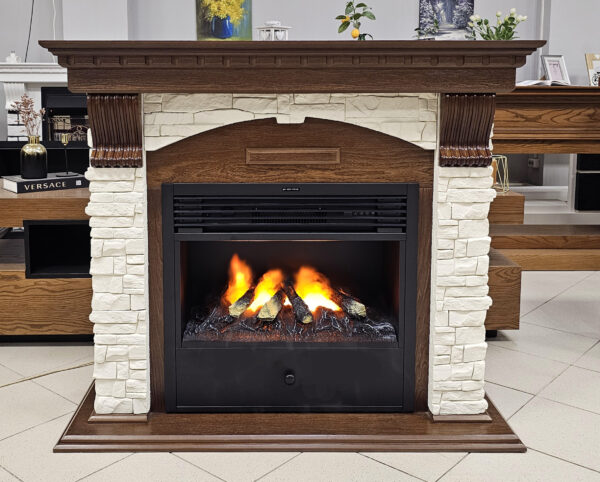 Распродажа данного варианта! Питсбург Премиум 3D (Дуб/светлый камень) Очаг с эффектом живого пламени и увлажнением воздуха. Размеры, мм (ШхВхГ): 1150х1000х400