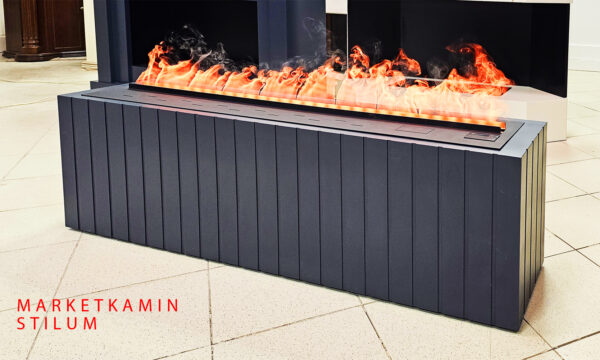 РАСПРОДАЖА ДАННОГО ВАРИАНТА! STILUM 130 (стилум тёмно-серый антрацит) тумба с камином. В комплекте 3D очаг с эффектом живого пламени и дыма 120 см.  Габариты (ШxВxГ): 1300х400х300 мм