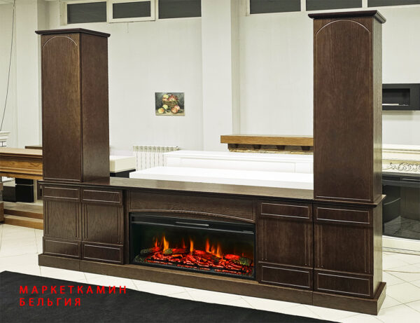 Каминный гарнитур Бельгия (темный дуб) ТВ-стенка. Очаги на выбор (дрова/кристаллы) Габариты (ШxВxГ)2800x2200x370 мм Каминный гарнитур Бельгия (темный дуб) ТВ-стенка. Очаги на выбор (дрова/кристаллы) Габариты (ШxВxГ)2800x2200x370 мм