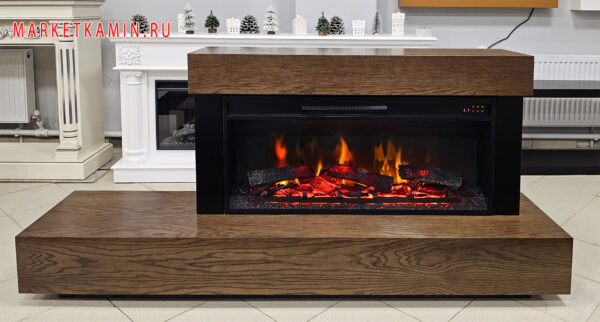 РАСПРОДАЖА ДАННОГО ВАРИАНТА!!! BINELLI (Бинелли натуральный шпон дуб) Линейный камин с асимметричной полкой. Габариты (ШxВxГ): 1700х850х400 мм