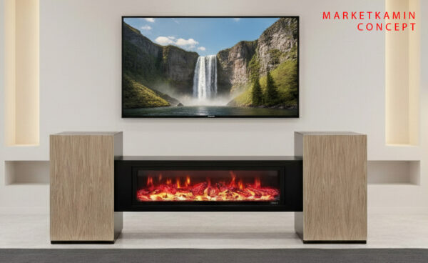 РАСПРОДАЖА ДАННОГО ВАРИАНТА С ОЧАГОМ БЕВЕРЛИ!  ТВ-тумба CONCEPT-H (концепт светлый дуб/чёрная эмаль) Очаги на выбор (смотрите описание) Габариты (ШxВxГ): 2000х800х400 мм