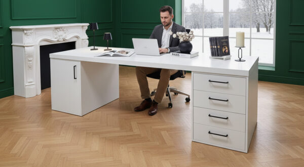 Письменный стол 200 (белая эмаль) Цвет и размеры на выбор. Габариты (ШxВxГ) 2000x750x600 мм