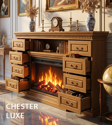 CHESTER LUXE Камины-комоды с дверками, полками, выдвижными ящиками